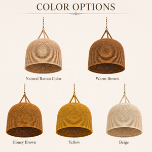 Lampada a Sospensione <span class=keywords><strong>in</strong></span> Rattan Intrecciato a Mano per Isola Cucina, Ristorante, Sala da Pranzo - Product Image 3