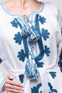 Venta caliente verano elegante alta calidad manga larga cinturones de cintura alta moda bordado trabajo para mujeres vestidos ucranianos - Product Image 2