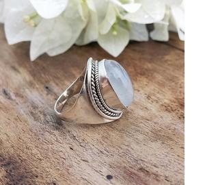 Rainbow Moonstone Gemstone <b>Boho</b> Statement <b>Ring</b> Handmade 925 Sterling <b>Silver</b> Artistic Bohemian Jewelry Elegant Gift <b>Ring</b> for Her - Product Image 4
