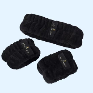 Diadema Unisex de Terciopelo Negra Elástica y Extensible para el Cuidado de la Piel, Maquillaje, Lavado Facial, Deportes, Yoga, Gimnasio, Ejercicio, Uso Diario - Product Image 1