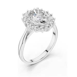 2.56 CT Pear-Shaped Lab Diamond Halo <b>Ring</b> for Women VVS-VS EF Clarity 18KT, 14KT, 10KT Gold & 925 Silver Rose, Yellow, - Product Image 4
