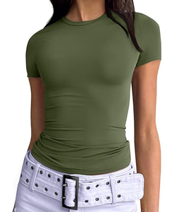 Fabricant de gros tissu personnalisé amical polaire coton couleur unie femme t-shirt style décontracté t-shirt court pour les femmes - Product Image 5