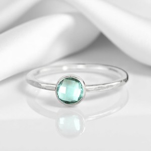 แหวนอัญมณีควอตซ์เหลี่ยมเพชรพลอยทรงกลม925แหวนเงินสเตอร์ลิงเครื่องประดับสำหรับผู้หญิง - Product Image 1