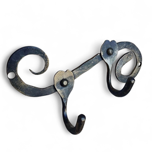 Stylish wall mounted <b>double</b> matte black coated finished iron hooks for closet outdoor utility for bedroom organizer - Product Image 1