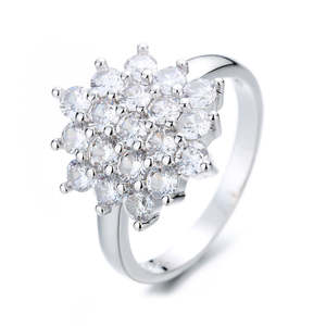 Sterling Silver Flower <b>Ring</b> with Swarovski <b>Crystals</b> - Product Image 1