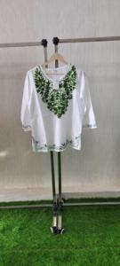 Camiseta sin mangas geométrica Kurta corta bordada informal para mujer con decoración de Primavera/otoño - Product Image 3