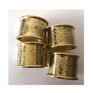 Gold And Ivory Metal Napkin Rings Carved Golden And Ivory Napkin Ring Holder For wedding And Special Occasions - Product Image 3