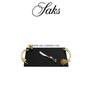 Última nueva colección 2024 Trending Design Food Server Ware Tray Hecho a mano Aluminio Oro Pulido Mango para accesorio de cocina - Product Image 4