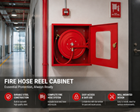 Armoire murale en acier rouge pour enrouleur de tuyau d'incendie, flexible et durable, avec fenêtre de visualisation en verre - Boîte personnalisable pour enrouleur de tuyau d'incendie KHi
