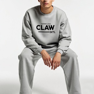 Color Block Boxy Man <b>Sweatpants</b> and Hoodie Set Streetwear <b>Oversized</b> Tracksuit Heavyweight Fleece Blank Flared Baggy Tracksuits - Product Image 3
