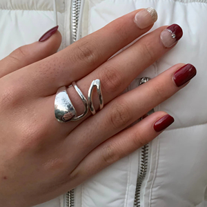 Wave Shape Elegant Style Geometric 100% 925 <b>Sterling</b> <b>Silver</b> Wave Open <b>Adjustable</b> Finger <b>Ring</b> for Girls Fine Jewelry <b>Ring</b> For Her - Product Image 1