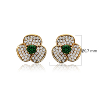 Diseño de forma de flor Esmeralda CZ piedra auténtico estilo otomano pendientes de tuerca de plata al por mayor joyería turca hecha a mano