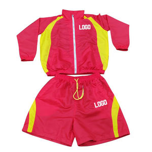 Chaqueta y pantalones cortos con cremallera de 2 piezas 100% Nylon Heavyweight DTF Logo Drop Shoulder Windbreaker Chándal para hombres - Product Image 3