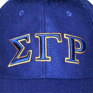 SGR PomPom Cap Royal Blue & Gold Sigma Gamma Rho Wool Blend Beanie Logotipo bordado Front & Back Warm Winter Hat - Product Image 3