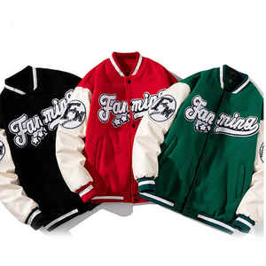 Chaquetas universitarias con letras de lona personalizadas para hombre, venta al por mayor, cuello levantado con mangas de cuero de invierno, apliques bordados, novedad de 2025 - Product Image 6