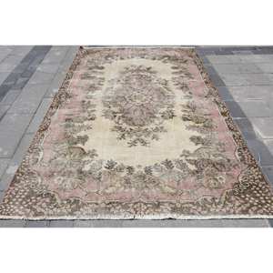 Alfombra clásica Beige rosa de área grande 6,1X9,2 pies estilo turco patrón abstracto lana PP para entrada pasillo sala de estar látex - Product Image 1