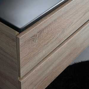 Meuble de salle de bain en chêne de 100 cm avec lavabo noir mat et miroir, lampe Belize - Ensembles de salle de bain élégants - Product Image 5