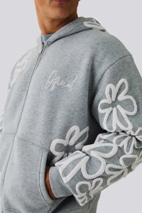 Vente en gros de tissu 100% coton de qualité supérieure 400 GSM sweats à capuche avec fermeture éclair ensemble de pantalons de survêtement surdimensionnés avec impression bouffante - Product Image 6