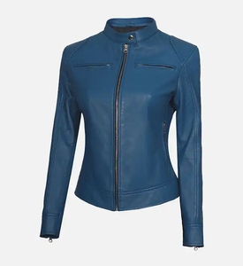 Elegante chaqueta de cuero de piel de oveja para mujer Costura de calidad Bajo MOQ OEM/ODM Compatible con prendas de vestir exteriores con material de relleno de algodón - Product Image 3