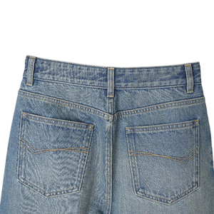 Jean en denim taille haute à jambe large pour homme, délavé, coupe ample, en coton, style décontracté, collection automne - Product Image 2
