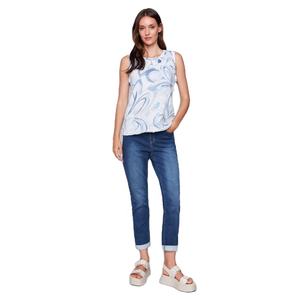 Blusa de cuello redondo informal para mujer sin mangas con estampado floral personalizada al por mayor para verano sin mangas de tela suave de secado rápido sin mangas para mujer - Product Image 3
