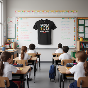 T-shirt pour étudiants et enseignants - 100 jours de survie scolaire - Cadeau promotionnel pour les étudiants et les éducateurs - Product Image 3
