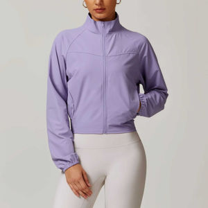 Chaqueta de Yoga Ligera de Manga Larga para Mujer, Talla Grande, Cuello Alto con Cremallera Completa, Ajuste Regular, Ropa Deportiva para Fitness 2025 - Product Image 1