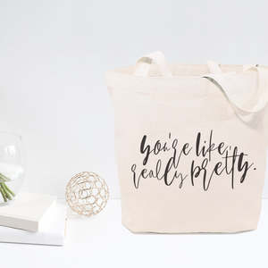 Durable Eco-Friendly Cotton Canvas Tote <b>Bag</b> <b>Long</b> Zipper Customizable Reusable for Daily Use Gift 'You're Really Pretty' Medium - Product Image 3