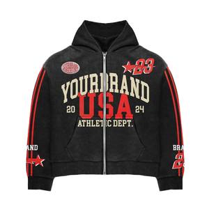 Los mejores chándales personalizados, pantalones apilados, pantalones de chándal, conjunto con capucha, bordado 3D, lavado ácido, chándales desteñidos al sol para ropa de invierno de hombre. - Product Image 2