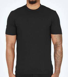 Venta al por mayor de alta calidad impermeable de peso pesado O cuello de manga corta Logotipo de impresión personalizada Casual Knit Camiseta ajustada para los hombres - Product Image 2