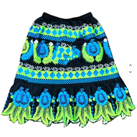Minifalda Bohemia de Talla Grande para Mujer, Corte en A, Bordado Floral, Hecha a Mano, Verano, Casual, Negra, Azul, Verde, Estampada, de Chifón