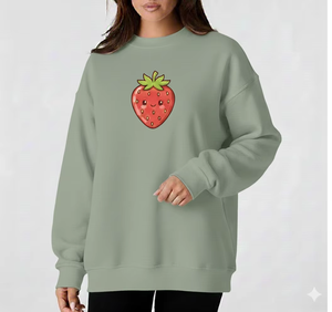 Women Casual Oversized <b>Stand</b> Collar Streetwear Sweatshirt Cotton Fleece Relaxed Fit Winter Fashion Pullover Front Badge Sequined - Product Image 1