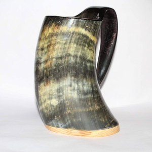 High Quality Highly Polished Handcrafted Viking Carving Ceramic Drinking Horn <b>Mug</b> Natural Horn India for Wine & <b>Beer</b> - Product Image 1