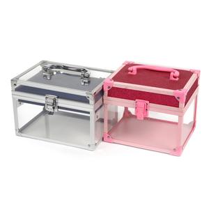 Estuche de <span class=keywords><strong>maquillaje</strong></span> de aluminio <span class=keywords><strong>transparente</strong></span> Maleta de viaje Organizador de acrílico <span class=keywords><strong>transparente</strong></span> Fábrica OEM Diseño personalizado Marco duradero - Product Image 4