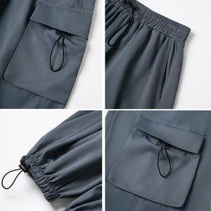 Premium Men Cotton Polyester <b>Elastic</b> Waist Jogger Flared Sweat Pants Streetwear Big Pockets Camo Baggy Ripstop Men's Cargo Pants - Product Image 6