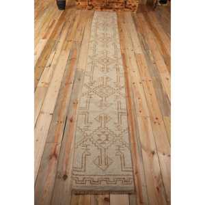 Turkish Rug, 1,6x12,5 ft Runner Rug, <b>Brown</b> Persian <b>Wool</b> Vintage Rug - Product Image 1