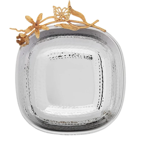 เคาน์เตอร์สเตนเลสที่ออกแบบมาเพื่องานแต่งงานที่กลางโต๊ะทองเหลืองรอยัลลายดอกไม้สินค้าขายส่ง - Product Image 6