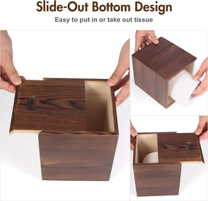 Tissue Box Cover <b>Pine</b> Wood Tissue Box Cover Square Decorative Tissue Box Holder for for Bathroom Bedroom Dinner <b>Table</b> - Product Image 2