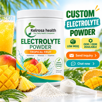 Poudre d'électrolytes en vrac pour usine, marque privée OEM, mélange de boisson hydratante à 6 électrolytes essentiels avec vitamine C et zinc