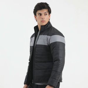 Veste matelassée imperméable pour homme de haute qualité, manches longues, légère, respirante, col montant, manteau d'hiver à capuche, logo - Product Image 3