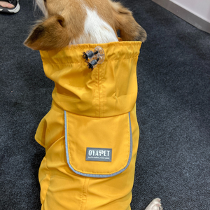 Chubasquero de perro liso amarillo moderno, chaqueta de poliéster para perros de razas grandes, luz reflectante para mascotas de verano, invierno y primavera - Product Image 4