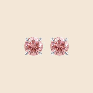 Boucles d'oreilles clous scintillantes en or rose massif 14 carats avec diamants ronds roses de laboratoire 0,66 carat F+-VS, idéales pour le quotidien et les cadeaux - Product Image 1