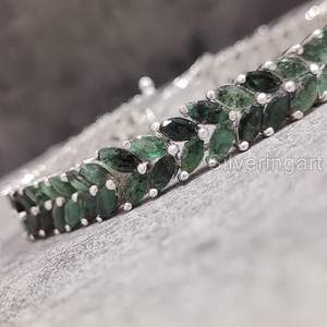 Women's <b>Bracelet</b> Natural Emerald Gemstone May Birthstone anniversary Christmas Handmade Jewelry 925 Sterling Silver <b>Bracelet</b> - Product Image 3