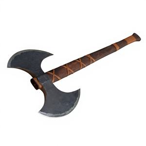 Hacha Vikinga Nórdica de Doble Filo, Forjada a Mano, de Acero al Carbono Industrial, con Mango Envuelto en Cuero, Gran Venta - Product Image 1