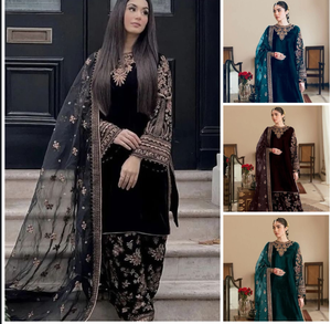 Costume salwar de couleur noire tendance en séquence de chaîne avec tissu de velours viscose pour les festivals et les fêtes à porter pour les femmes - Product Image 6