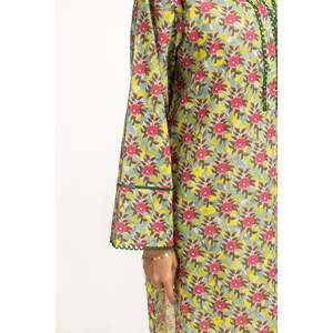 Chemise en tricot à imprimé floral vert pour femme, décontractée, longue, taille unique, pour le bureau ou les occasions saisonnières - avec boutons décoratifs - Product Image 4