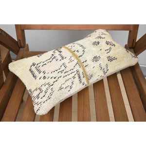 <b>Beige</b> 8x16 Inch Wool Needlepoint Patchwork Pillow Rustic Design Portable Decorative <b>Cushion</b> for Bedding Floors Woven Vintage - Product Image 5