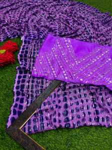 Indian Ethnic Georgette Saree Elegante Banglori Satén Bordado Secuencia Sin costuras Mujeres Blusa de seda Fiesta Ropa informal - Product Image 6