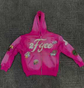 Sudaderas con Capucha Personalizadas para Hombre, 100% Algodón, Impresión Digital, Lavado Ácido, Diseño Extragrande, con Pedrería, 400 Gsm - Product Image 6