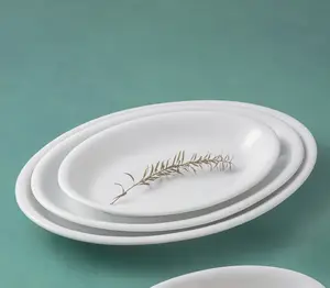 OEM 16'' High quality white porcelain plain oval smooth dinner plate for hotel restaurants wholesale porcelain manufacture
